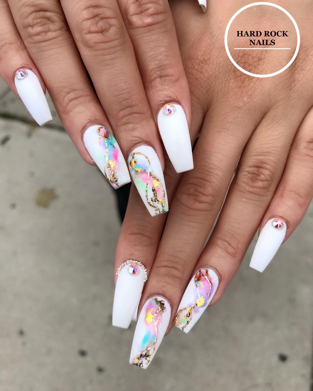 Vibrant Colors on White Nails