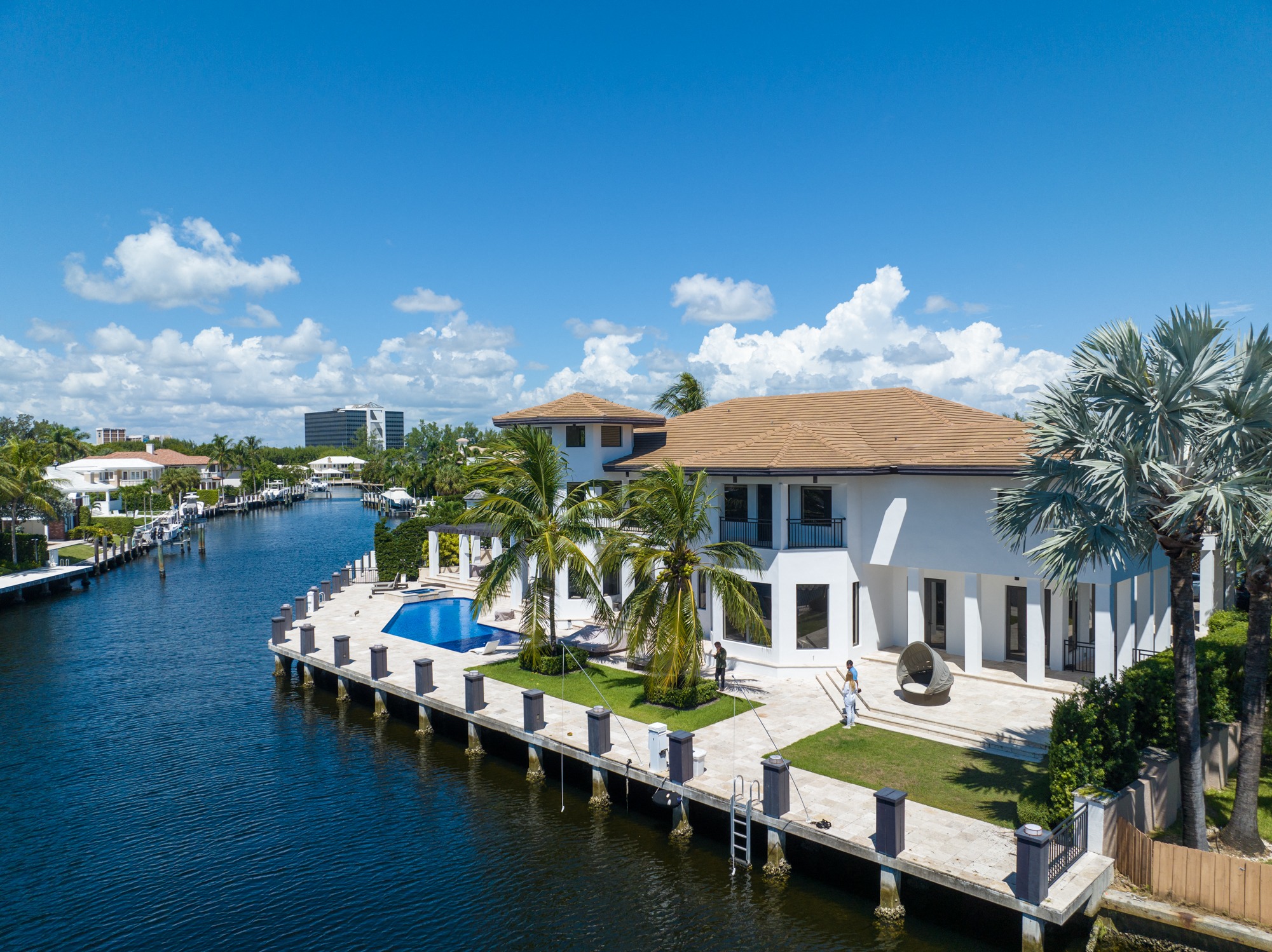 The gated community is surrounded by water