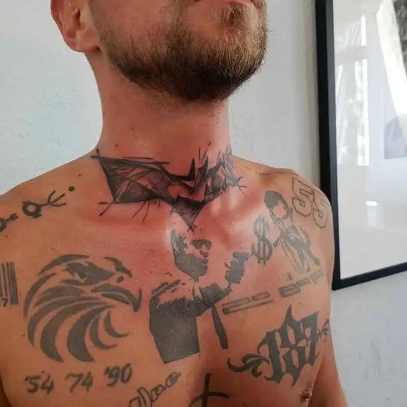 Batman Neck Tattoo 3