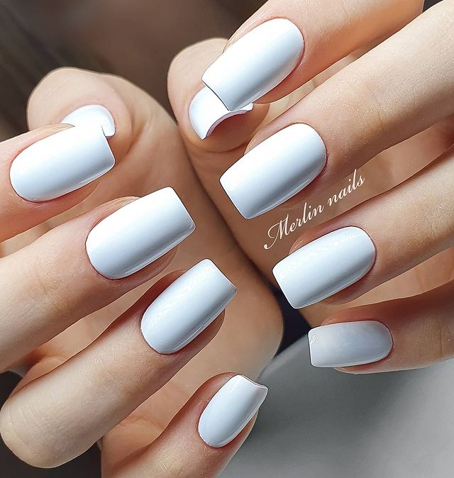 Classic White Square Nails