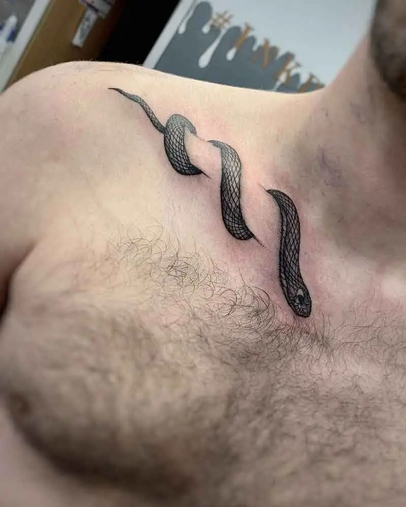 Snake Collarbone Tattoo 3