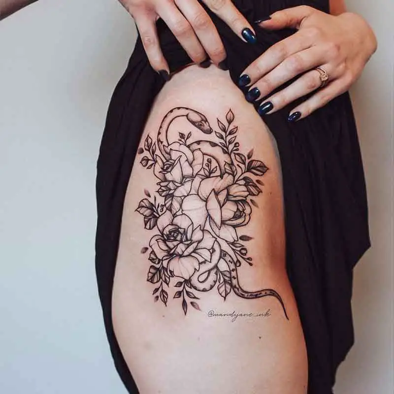 Snake Thigh Tattoo 3