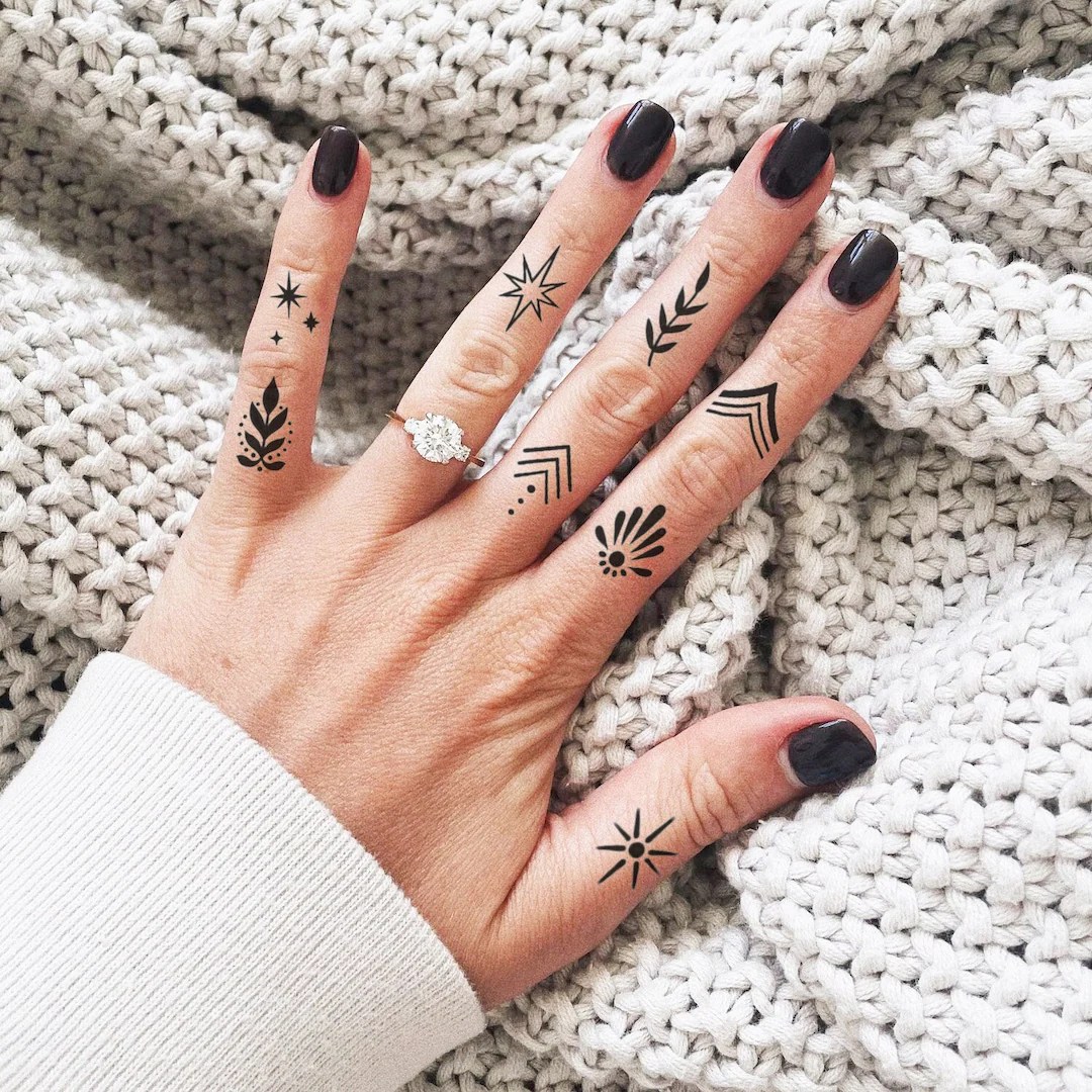 Dainty Finger Tattoo Set Girly Finger Tattoos / Knuckle - Etsy