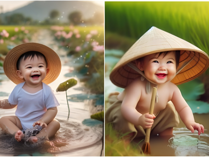 Harmony Unveiled: A Baby’s Joyful Lotus Blossom Picking Extravaganza