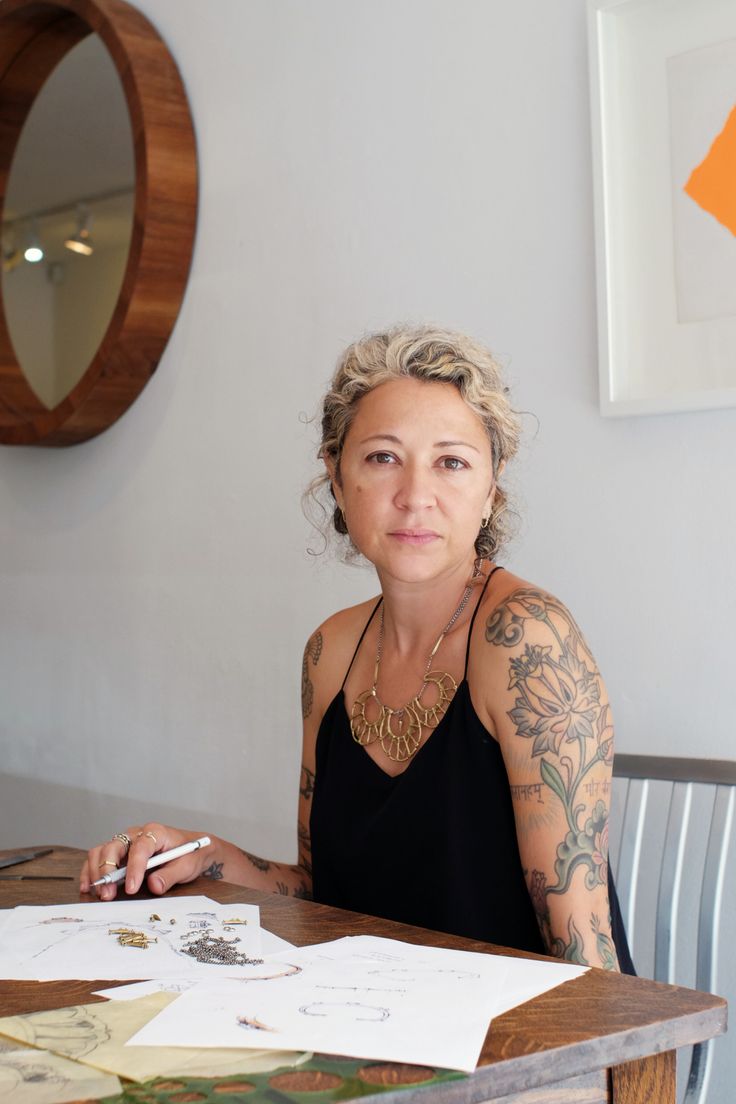 Anna Sheffield sketching beautiful Bing Bang jewelry in our NYC studio.  xxBB #CMThePieces #CM… | Old women with tattoos, Older women with tattoos,  Tattoos for women