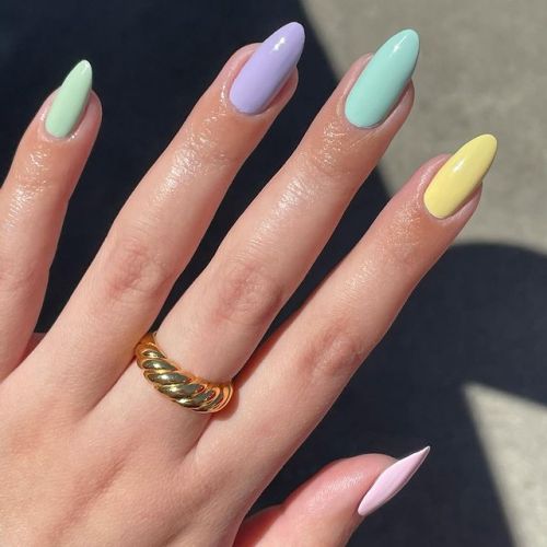 Bold Pastel Skittle Nails