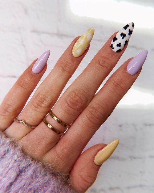 Pastel Cow Print Nails