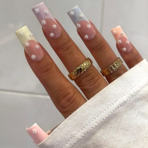 Pearly Pastel French Tip Nails