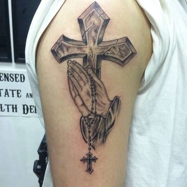 praying hands tattoo for men