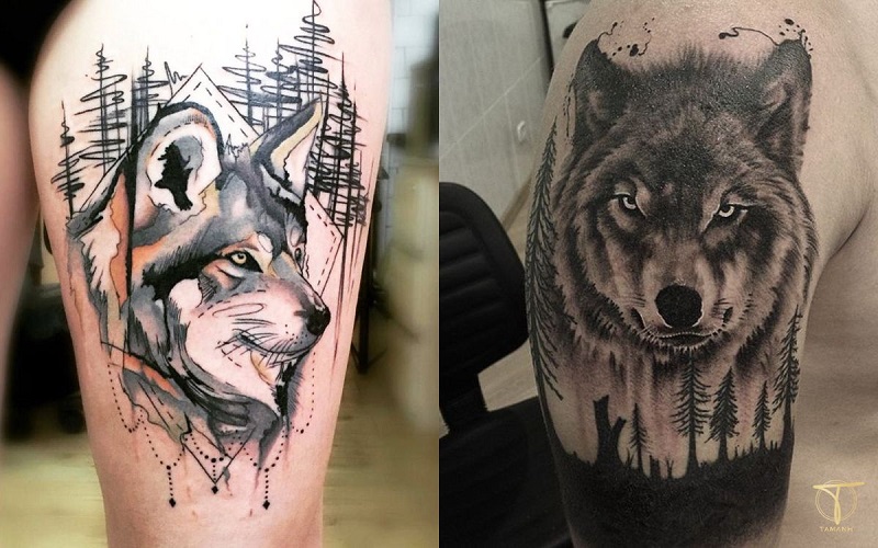 beast thigh tattoo