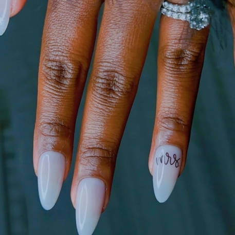 milky white bridal nails