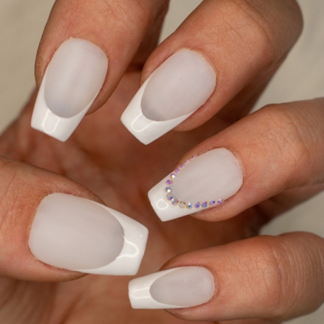 milky white bridal nails