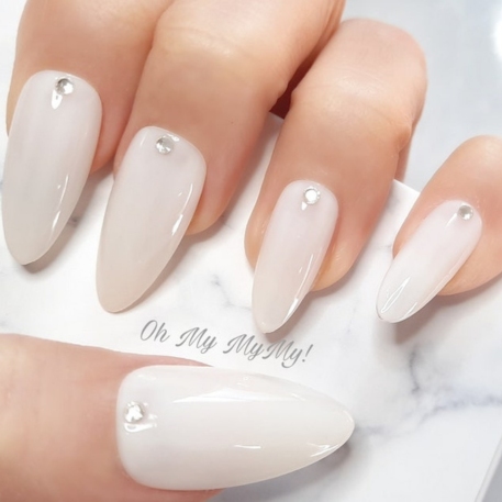 milky white bridal nails