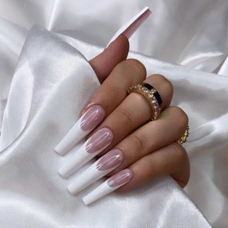 milky white bridal nails