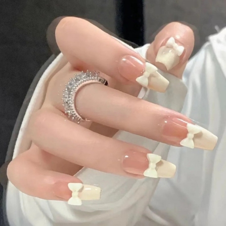 milky white bridal nails