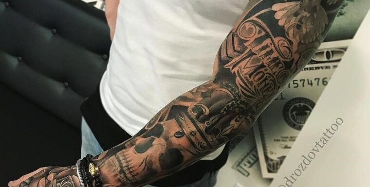 Tattoos for men on the whole arm (sleeve) - 49 photos