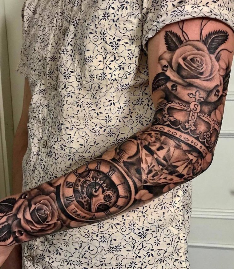 Hand in black sleeve