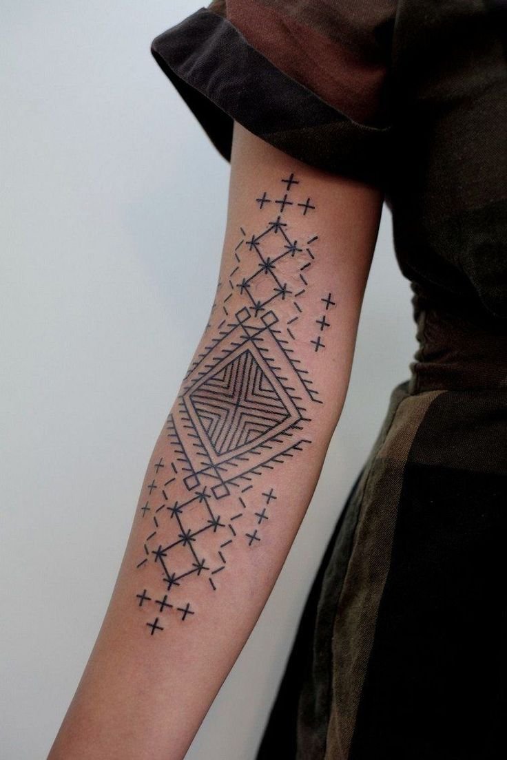 Geometric tattoos for girls on the arm (40 photos)