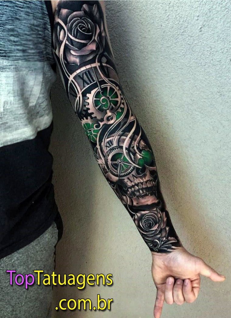 Skull sleeve tattoo