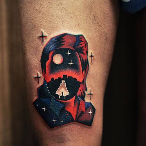 Star tattoo for men on leg