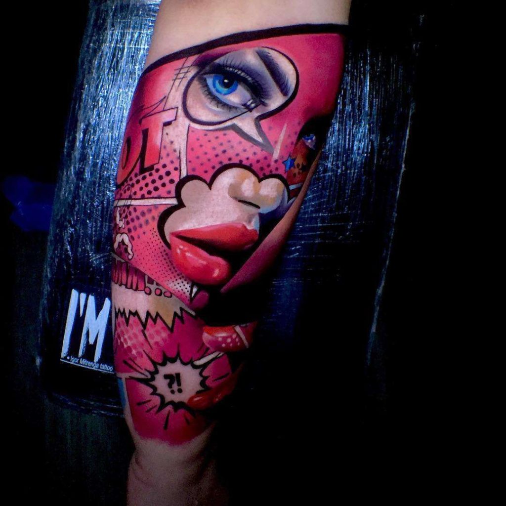 Amazing Pop art tattoo for women on hand