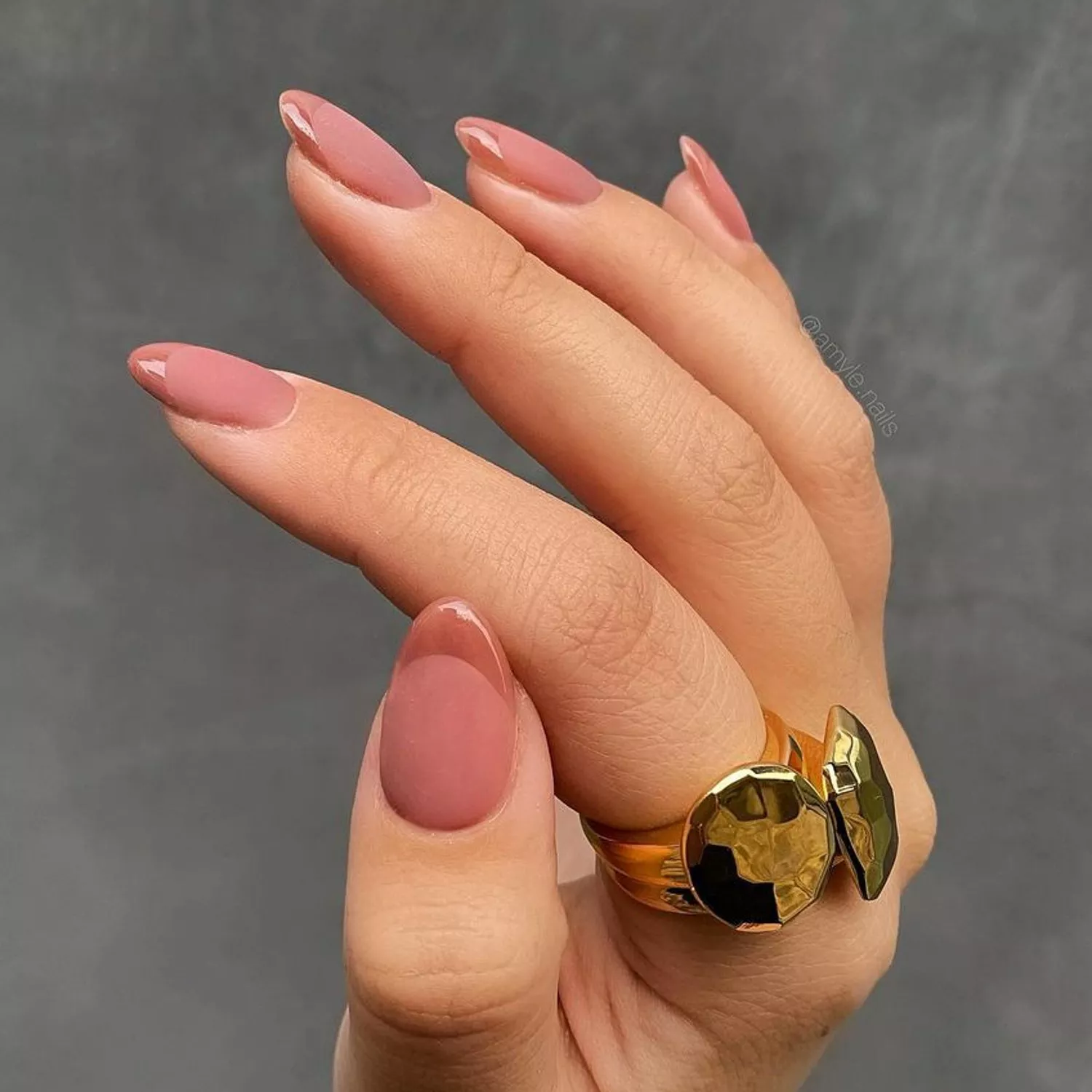 Glossy-matte blush French mani