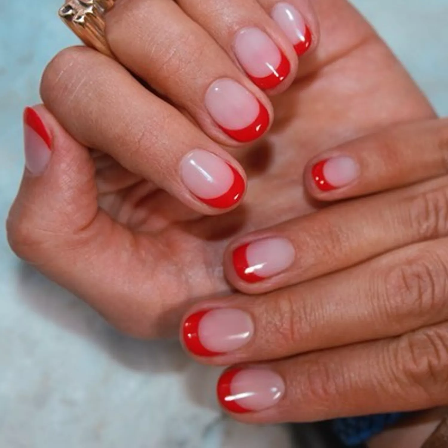 Glossy red French Tips