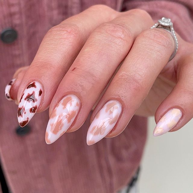 Gradient Cow Print Nails