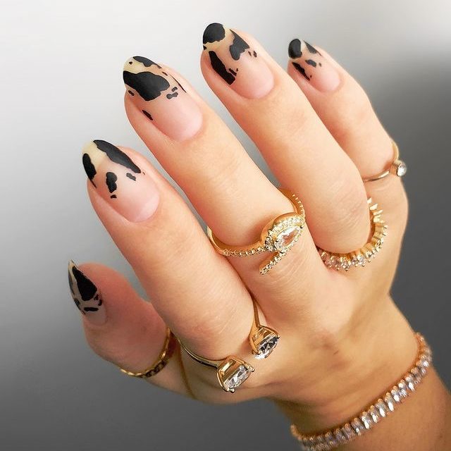 Natural Cow Print Nails