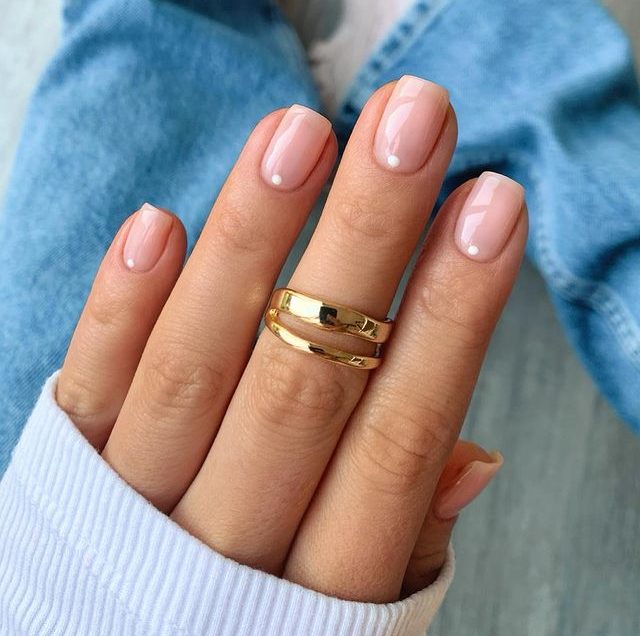 Nude Nails with White Spot