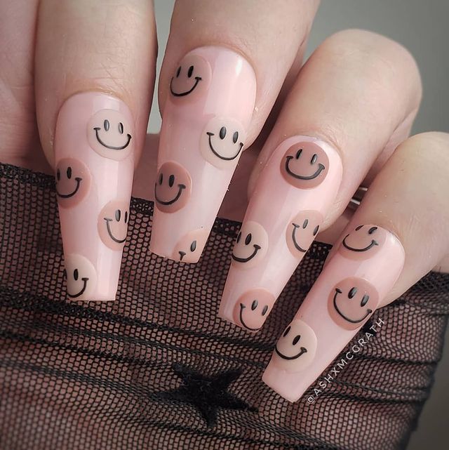 Nude Smiley Face Nails