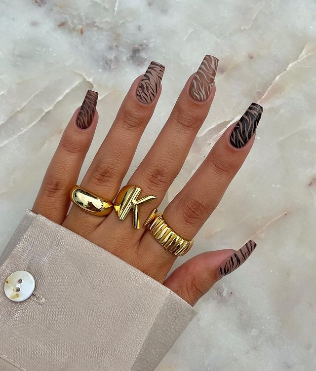 Nude Zebra Print Nails