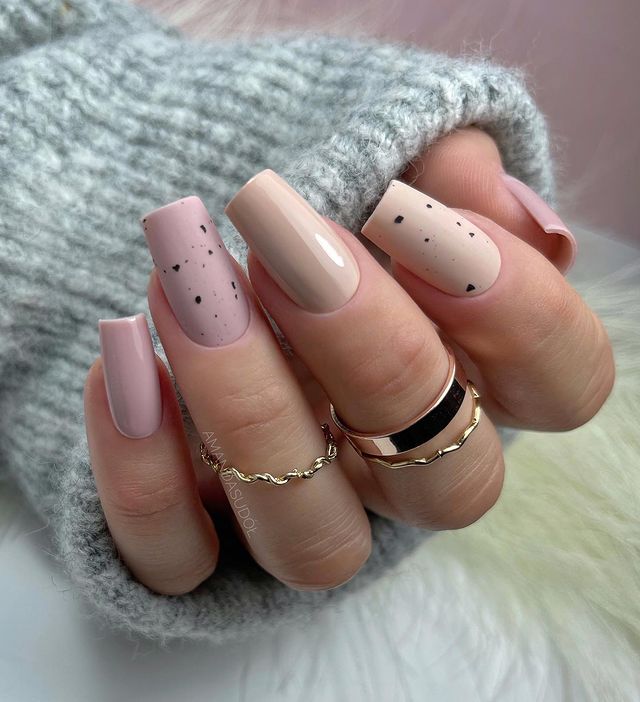 Speckled Pink Tone Nude Nails