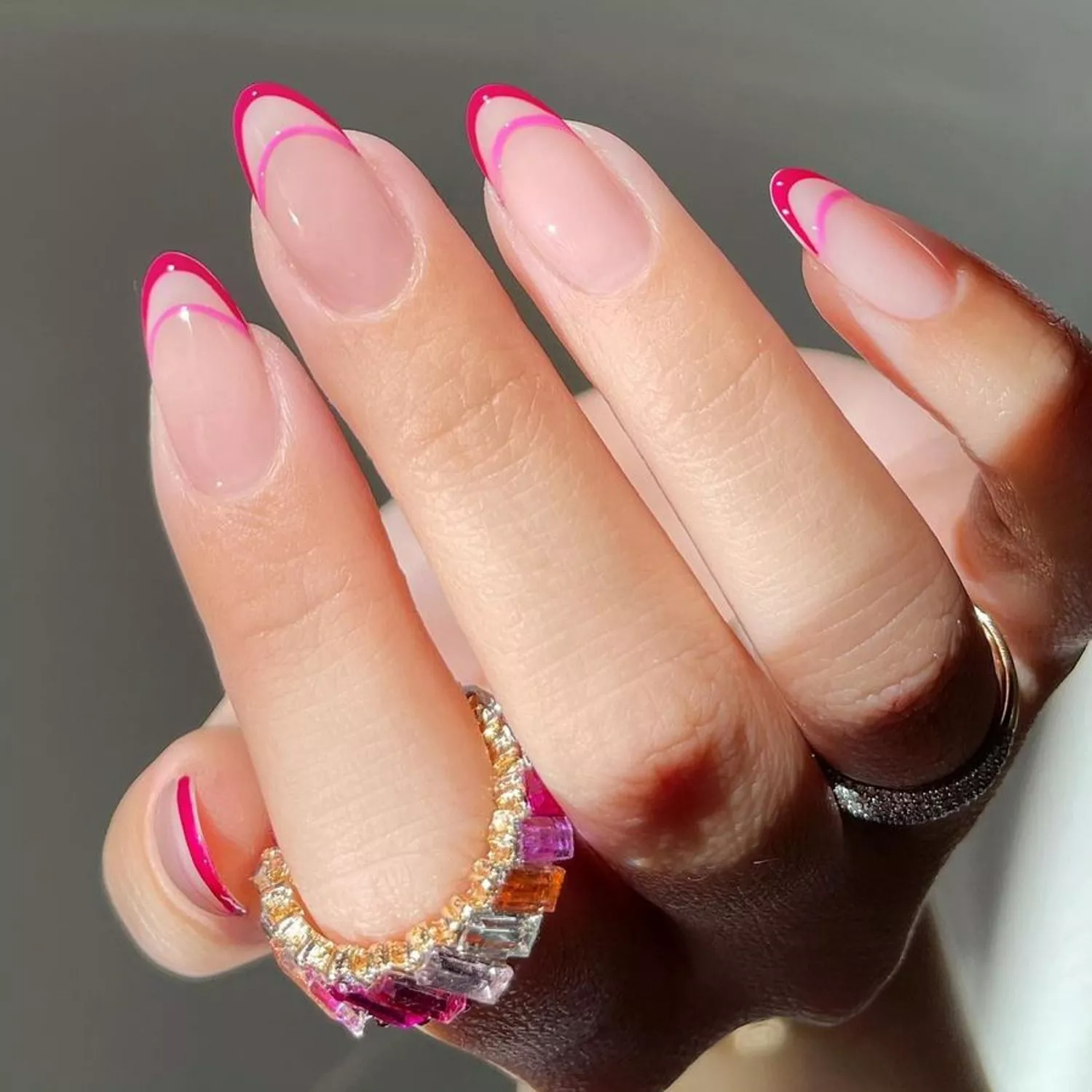 Two-Toned Negative Space Pink French Mani