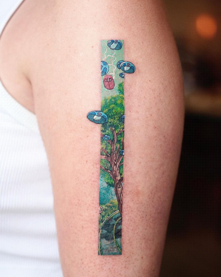 Vertical tattoos featuring Studio Ghibli characters