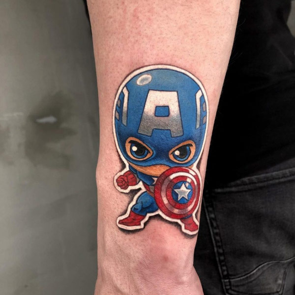 Hình xăm captain america cute