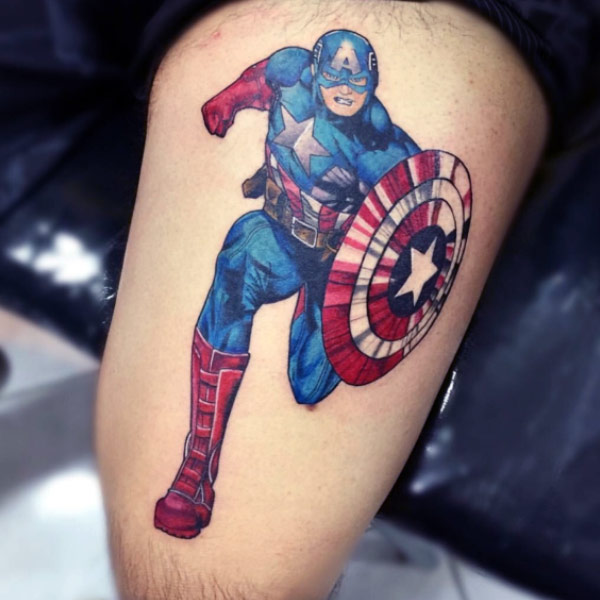 Hình xăm captain america đẹp cho nam