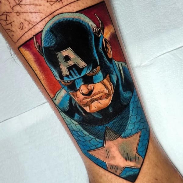 Hình xăm captain america ngầu