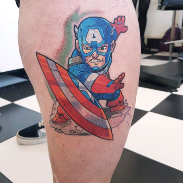 Hình xăm captain america ngộ nghĩnh