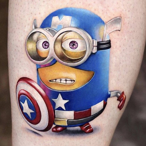 Hình xăm minion captain america