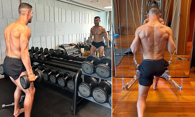 No days off for CR7! Shirtless Cristiano Ronaldo shows off ...