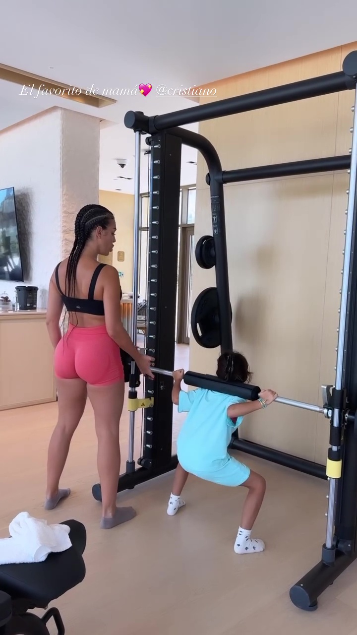 She helped out her daughter with a workout