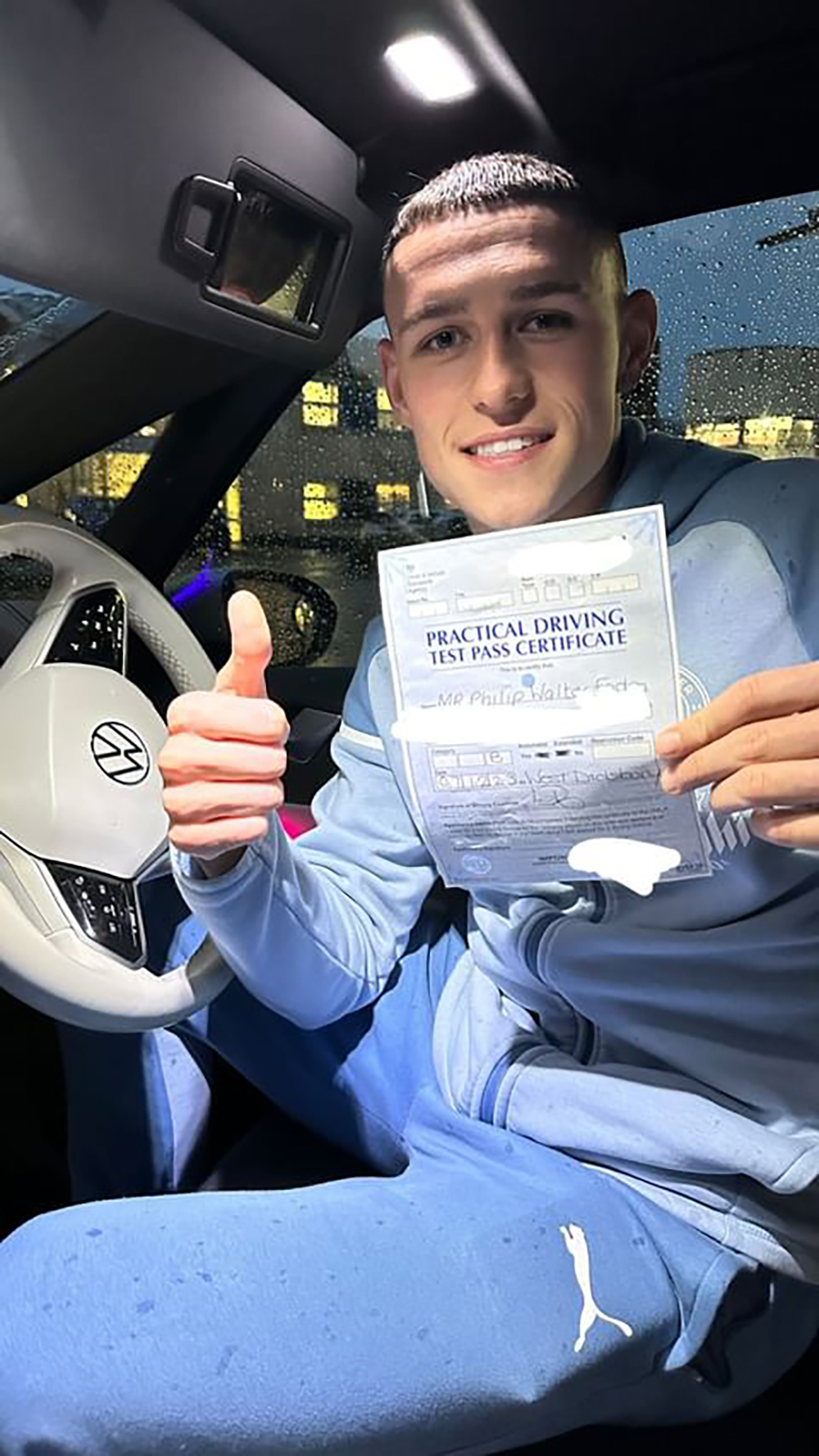 Last December, Foden passed his driving test