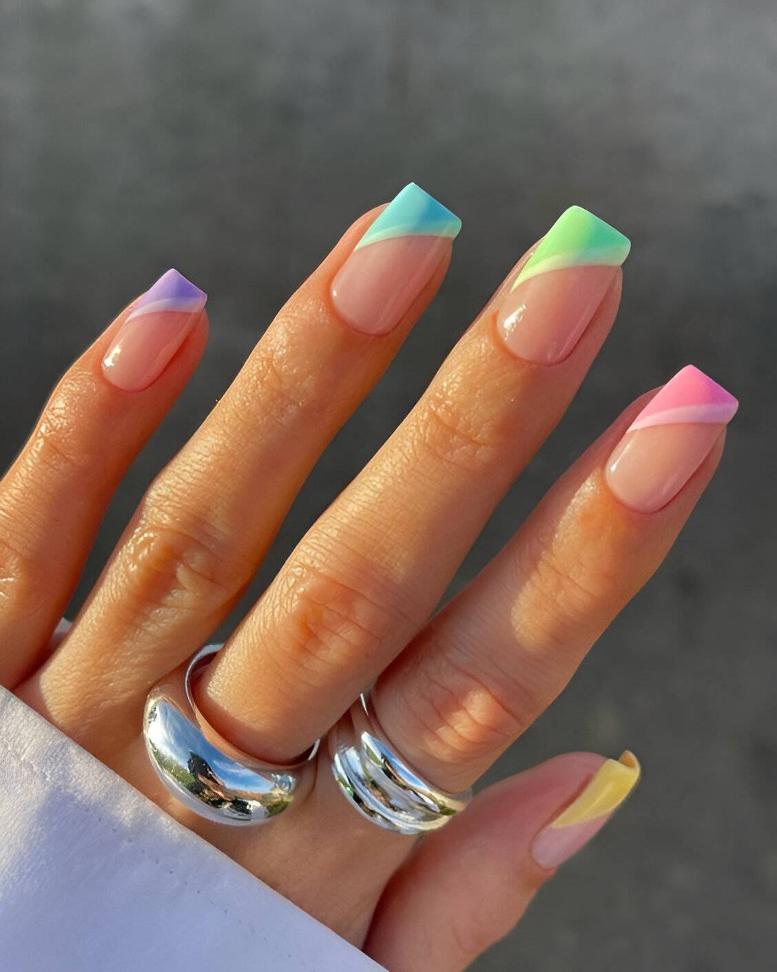 Rainbow French Tips