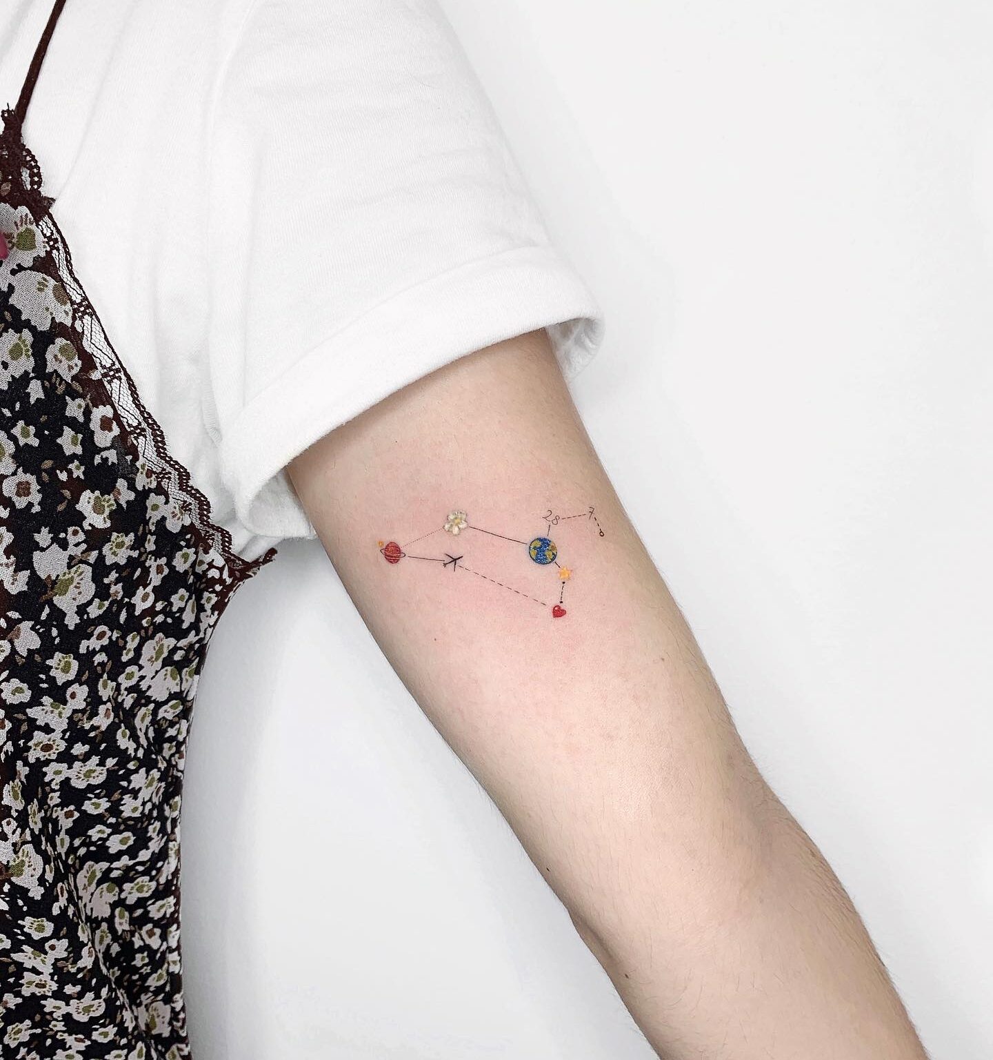 Leo constellation tattoo located on the inner arm