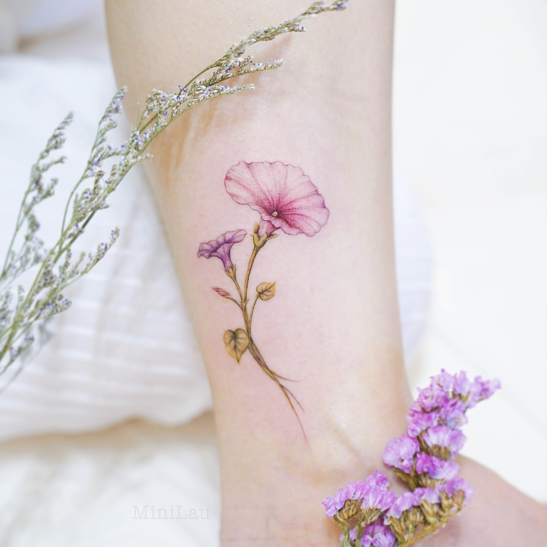 Virgo birth flower tattoo on the ankle