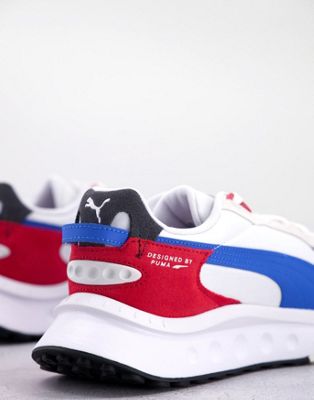 Puma Wild Rider trainers in white and navy | ASOS