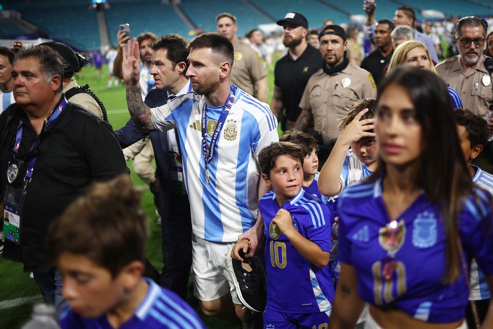 Argentina's Lionel Messi with his family after winning the Copa America 2024