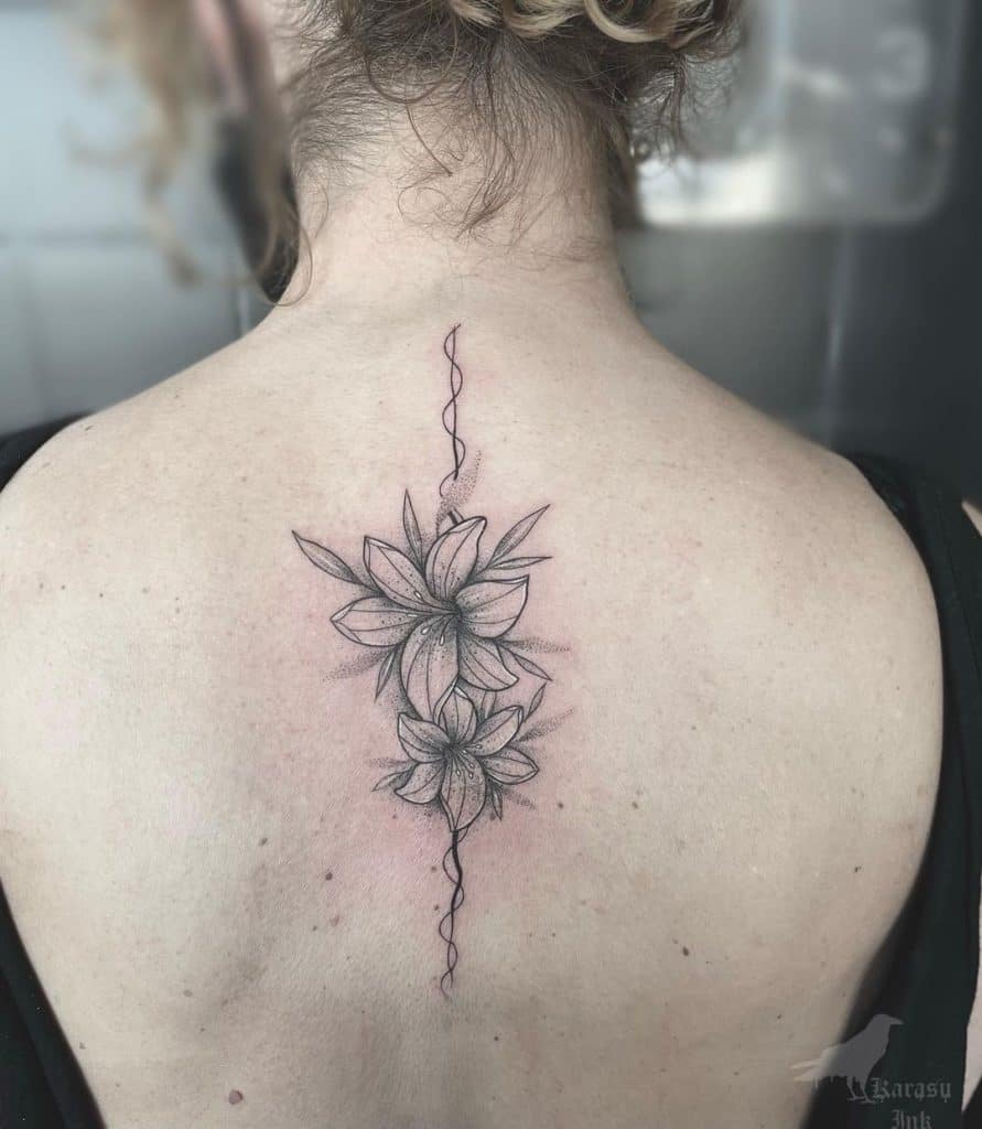 Back Black Water Lily Tattoo