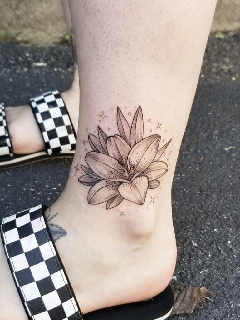 Lily Flower Tattoo Foot Design